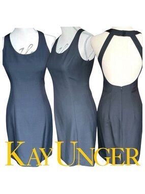Kay Unger Evening Black Silk Open Back Mini Dress (2)